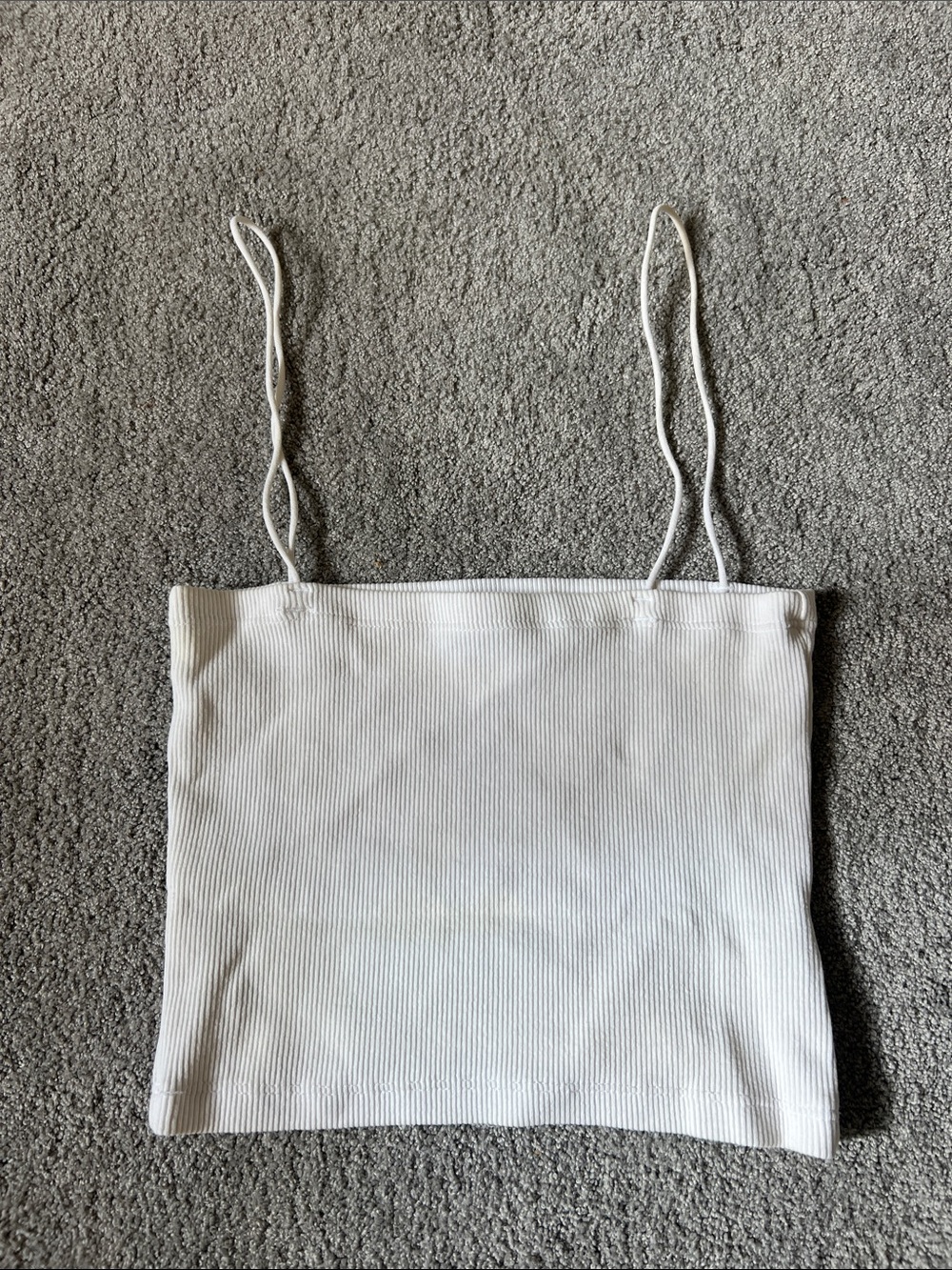 Zara White Ribbed Spaghetti Strap Cropped Top